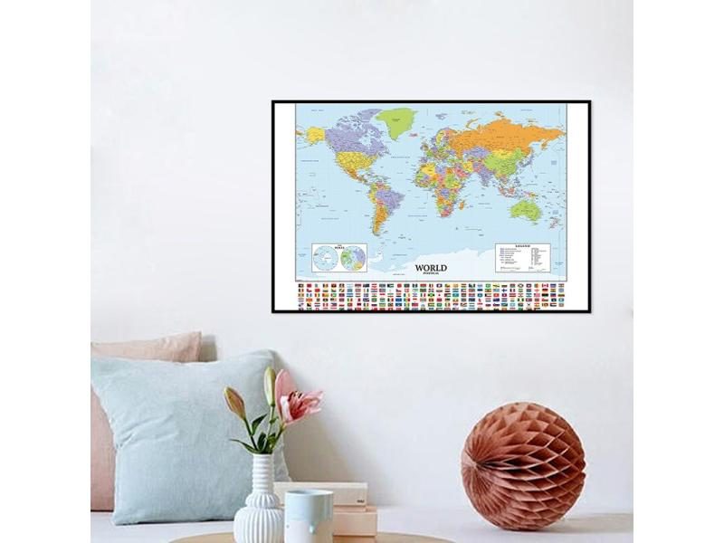 59x42cm A2 Size The World Map Of Various Countries Fine Canvas Waterproof Wall Carousel 1