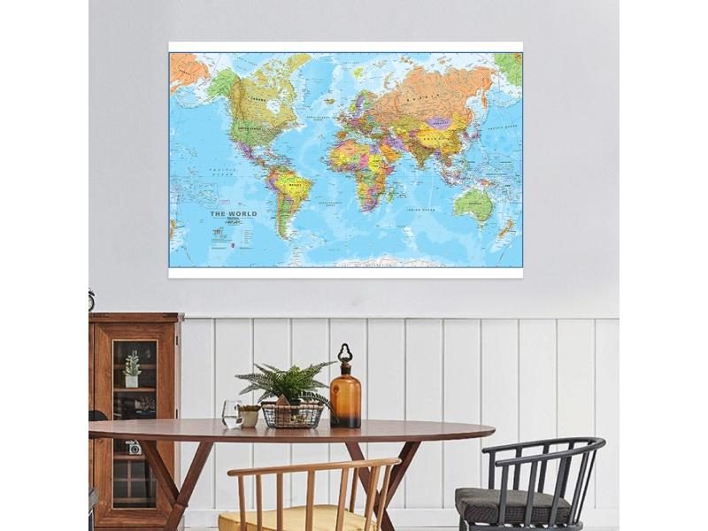 The World Map 100*70cm Non-woven Canvas Painting Wall Art Poster Unframed Print Carousel 1