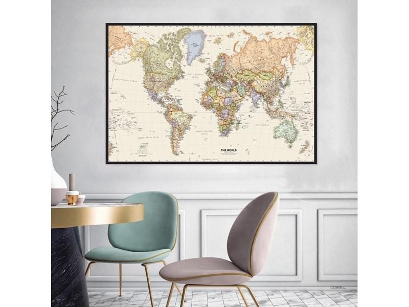 59*42cm Retro World Map Detailed Map Of Major Cities In Each Country Non-woven Carousel 1