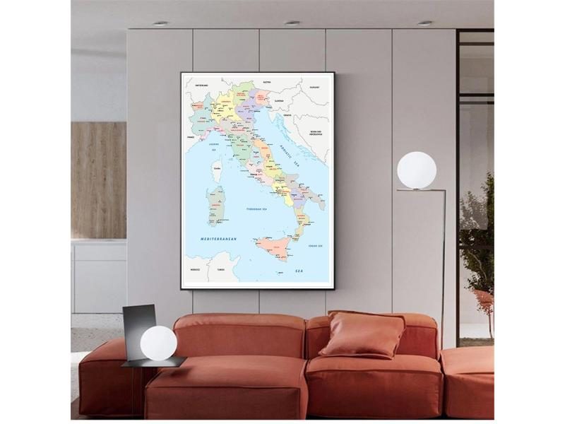60*90cm Political Map Of The Italy Modern Wall Art Poster Canvas Painting Carousel 1