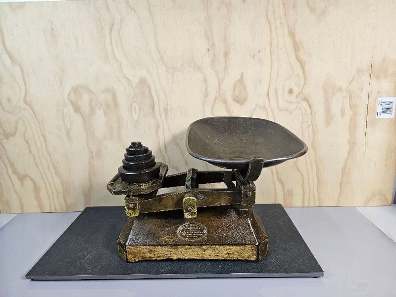 Antique Balance Scales w Weights & Bowl. Patination to Die For. Carousel 1