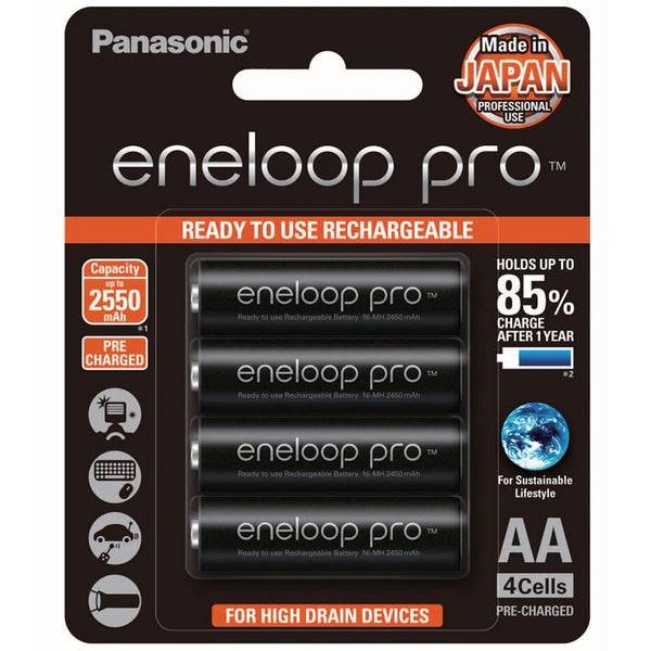 Panasonic BK-3HCCE-4BT Eneloop Pro AA Size Rechargeable Batteries 4pk Carousel 1