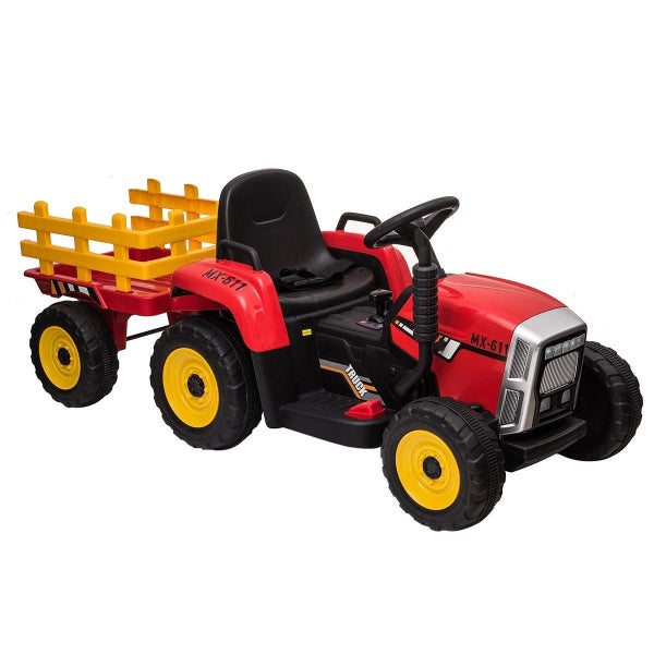 Kids Ride On Tractor and Trailer Farm Toy 12V Electric Carousel 13