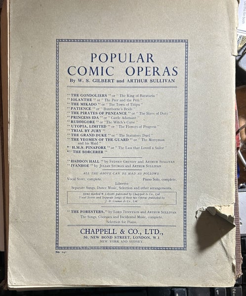 The Gondoliers or The King of Barataria Vocal Score by W S Gilbert Carousel 6