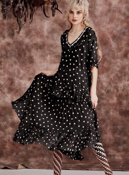 TRELISE COOPER Luxury Designer Dancing In Pleats Ruffle Dot L Skirt Carousel 3