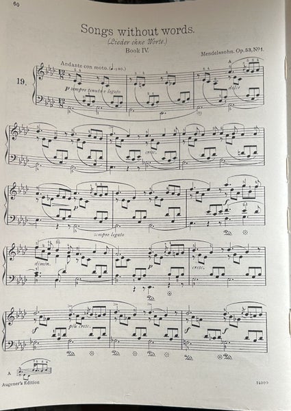 Mendelssohn Songs without Words Augener's Edition No 8237 Carousel 6