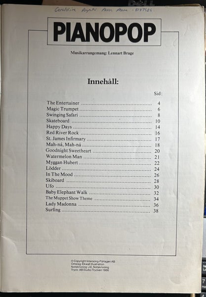 PianoPop 19 Svangiga Latar For Pedagogiskt Bruk by Lennart Brage Carousel 2