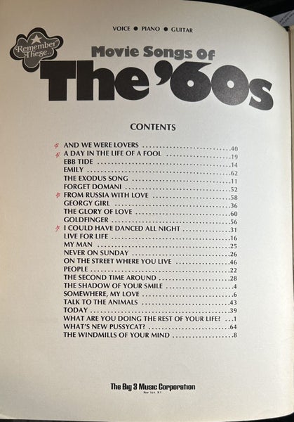 Remember These Movie Songs of the 60s Voice Piano Guitar Carousel 2