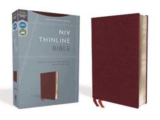 NIV, Thinline Bible, Bonded Leather, Burgundy, Red Letter Edition, Comfort Print Carousel 1