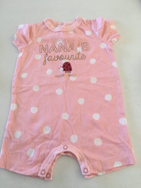 NANAS FAVOURITE CUDDLE BUG COTTON KNIT PINK ROMPER SZ 3-6 MTHS GREAT CONDITION Carousel 1