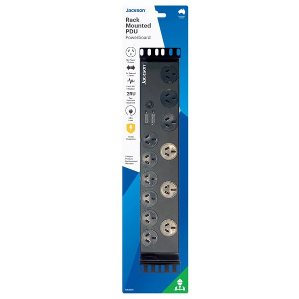 Jackson RAC1200 2RU 12 Outlet Horizontal Power Rail Surge Protected 525J AU/NZ Carousel 5