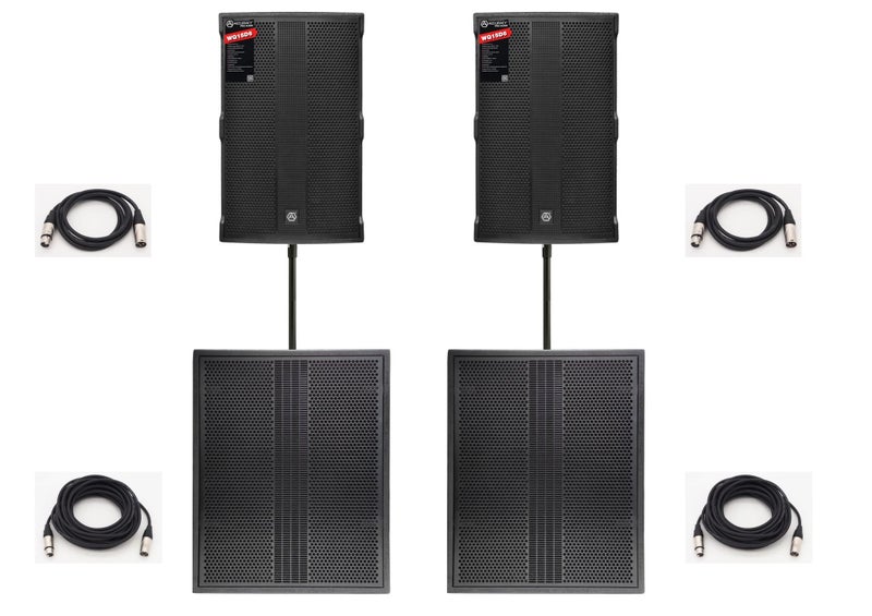 Accuracy Powered WQ18D1-4K 700w Sub + WQ15D6 500w Speaker PA system Package (23) Carousel 1