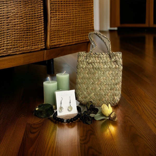Flax/Seagrass Kete Bag 12x12cm Carousel 2