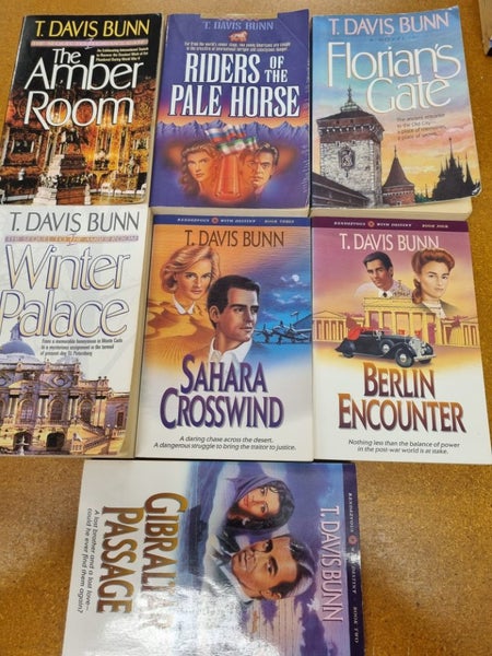 T. Davis Bunn books x 7 Carousel 1