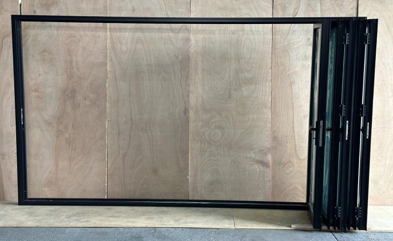 NEW BLACK ALUMINIUM DOUBLE GLAZED BIFOLD DOOR :2000H X 3600W Carousel 4