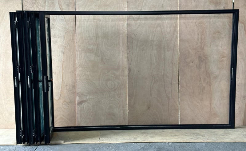 NEW BLACK ALUMINIUM DOUBLE GLAZED BIFOLD DOOR:2000H X 3600W Carousel 4
