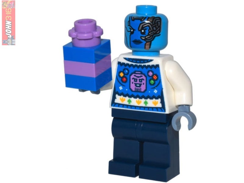GUARDIANS OF THE GALAXY LEGO MINIFIGURE - NEBULA IN HOLIDAY SWEATER - with BONUS Carousel 1