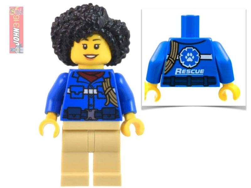 GORGEOUS LEGO CITY FEMALE WILDLIFE RESCUE RANGER with BEAUTIFUL AFRO HAIR! Carousel 1