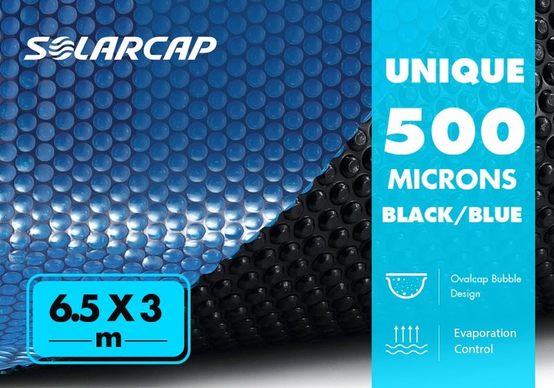 Swimming Pool Cover Bubble 500 Micron Solar Blanket 6.5mx3m Blue Black Carousel 2