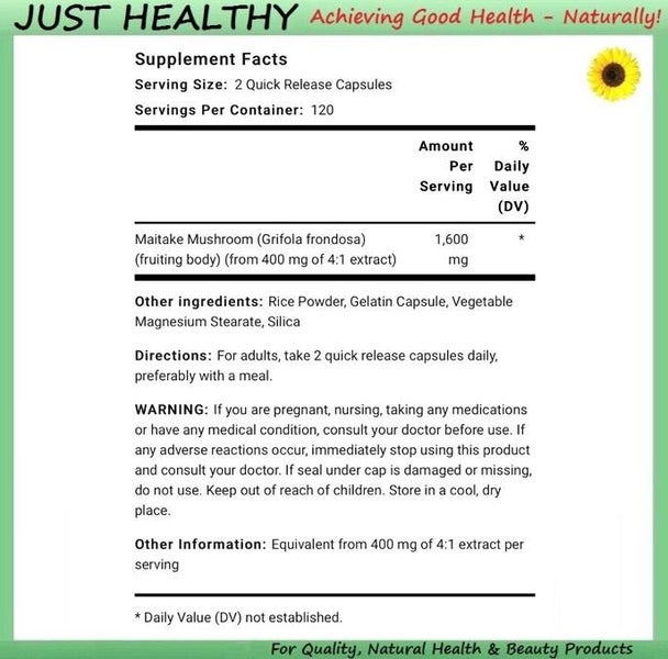 MAITAKE MUSHROOM - 1,600 mg - 240 CAPS Carousel 2