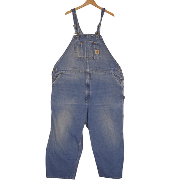 Carhartt Blue Denim Overalls Dungarees 50 x 30 Carousel 1
