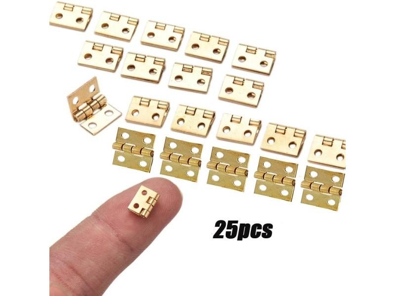 25pcs Tiny Golden Mini Small Metal Hinge For 1/12 House Miniature Cabinet Carousel 1