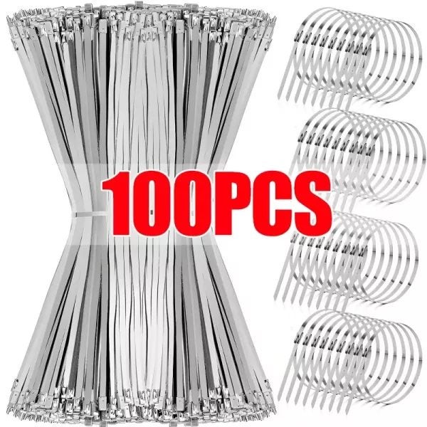 20 100Pcs Stainless Steel Cable Ties For Exhaust Wraps Heavy Duty Self Locking Carousel 2