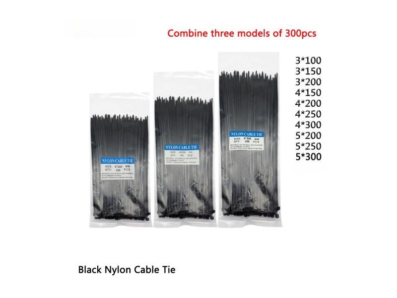300pcs Black Plastic Nylon Wire Cable Zip Ties 3 Modes Various Sizes Carousel 2