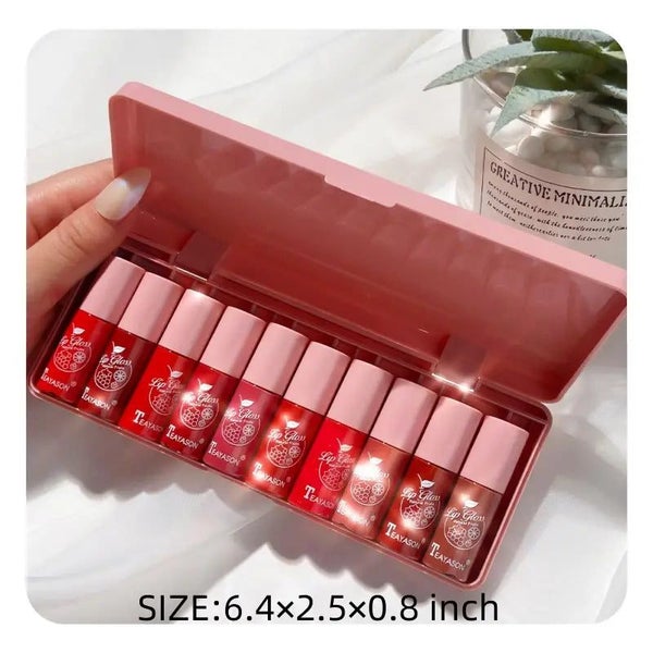 NNETM 10 pcs Shimmer Mini Lip Gloss Kit - Hydrating Liquid Lipsticks Long Las... Carousel 2