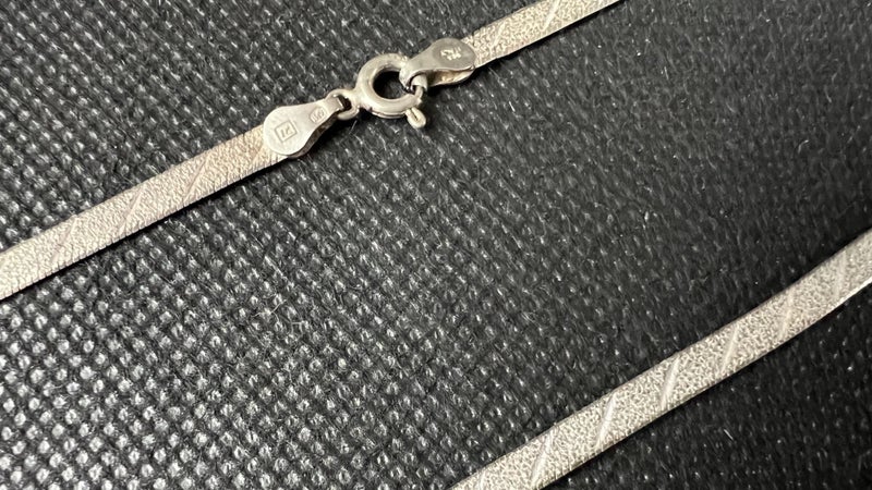 Vintage Sterling Silver Italian Flat Link Snake Chain - Lot Y619 Carousel 2