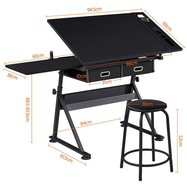 Drafting Table/Stool Set with Adjustable Table Angles & Heights All-in-One Carousel 2
