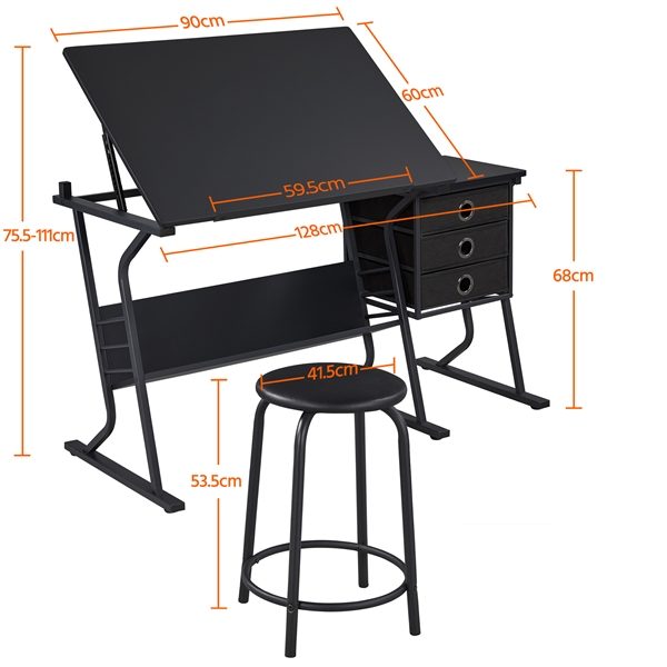Drafting Table & Stool Set For Artists Tilting Tabletop Carousel 2