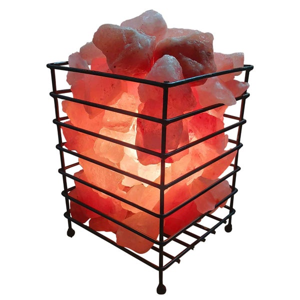 Himalayan Pink Salt Lamp - 12V 12W Iron Basket Rectangle Shape Carved Rock Carousel 2