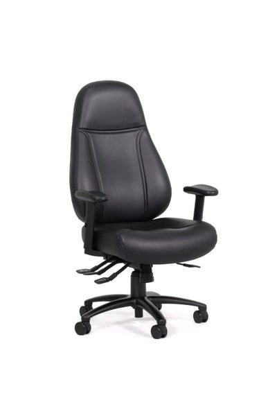 Knight's Vulcan 4 Lever 24/7 Highback Chair with Armrest, Black PU Fabric, Un... Carousel 1