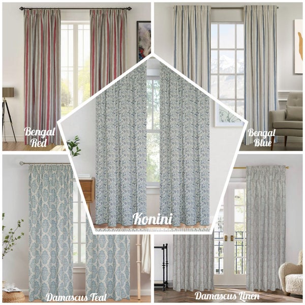 Patterned Curtains with Tripleweave Lining 1.6-2.3m (gathered width) x 2.21 drop Carousel 11