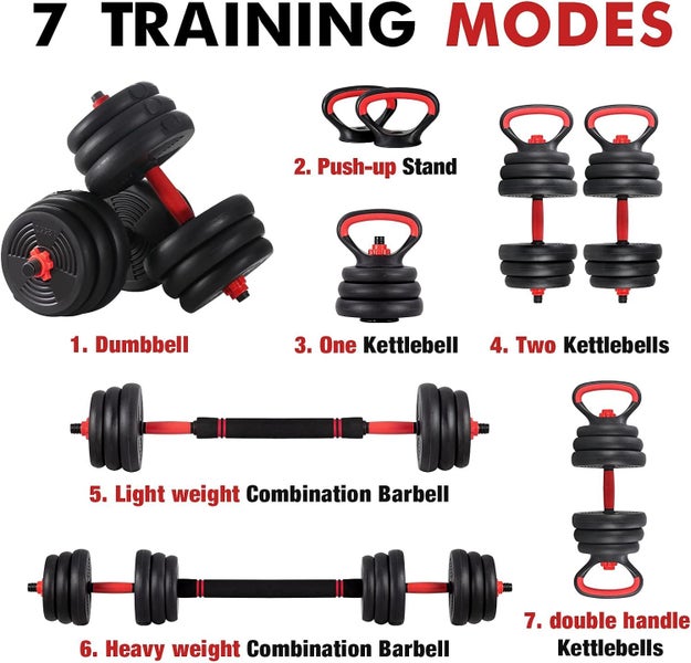 20KG 4 in 1 Adjustable Dumbbell Barbell Kettlebell Set Carousel 7
