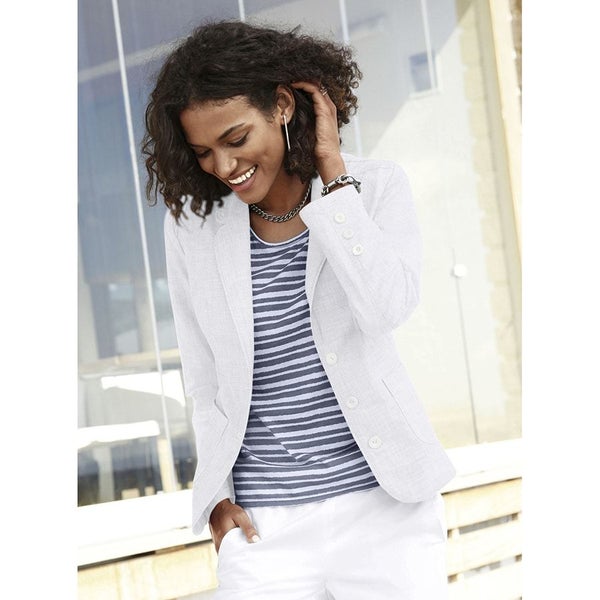 Crisp Cotton Blazer - Size 12 - White Carousel 1