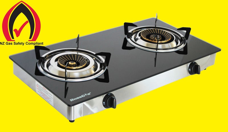 2 Double Burner Gas Cooktop Tempered Glass Countertop Gas Stove Wok Burner Hob Carousel 1