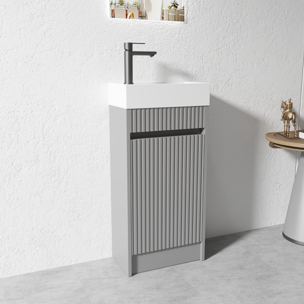 400mmx220mmx830mm Grey Hand Basin PLYWOOD FLOOR STANDING VANITY Carousel 1