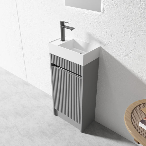 400mmx220mmx830mm Grey Hand Basin PLYWOOD FLOOR STANDING VANITY Carousel 2