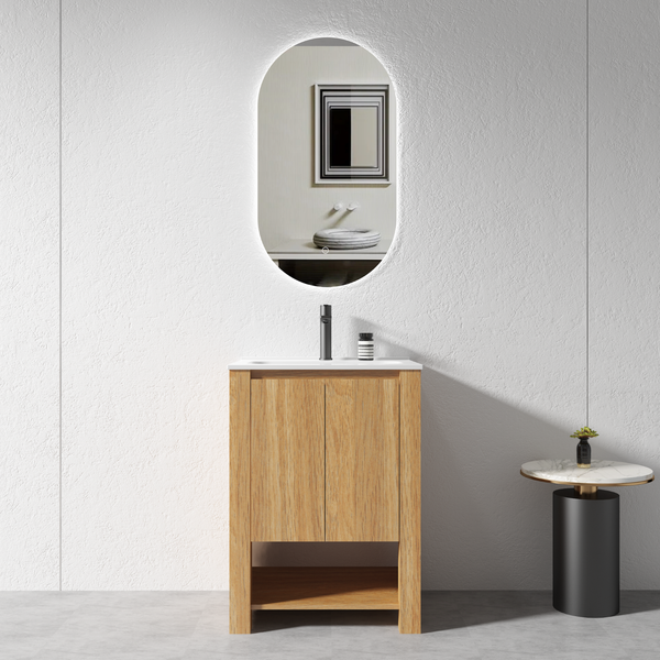 Vanity - 600mm Light Oak Plywood Floor Standing Vanity Unit Carousel 1