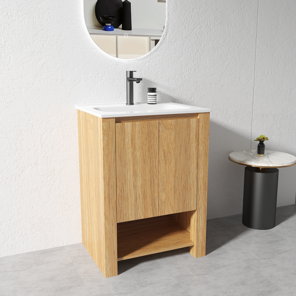 Vanity - 600mm Light Oak Plywood Floor Standing Vanity Unit Carousel 2