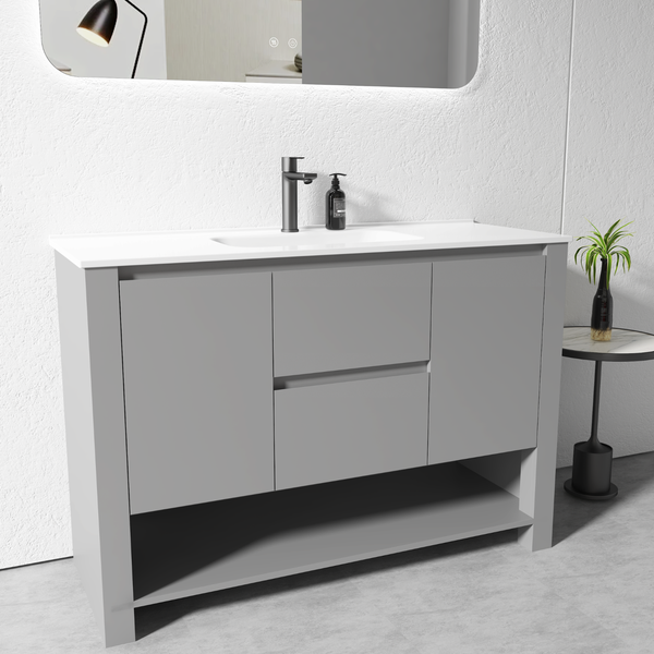 Vanity - 1200mm Grey Plywood Floor Standing Vanity Unit Carousel 2