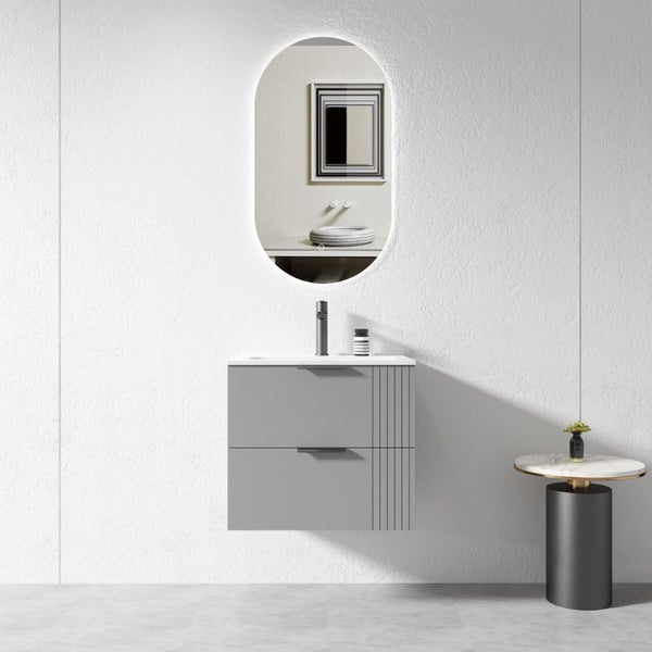 600MM Grey Wall Hung Plywood Vanity with Ceramic Basin Carousel 1