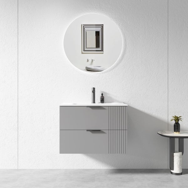 750MM Grey Wall Hung Plywood Vanity with Ceramic Basin Carousel 1