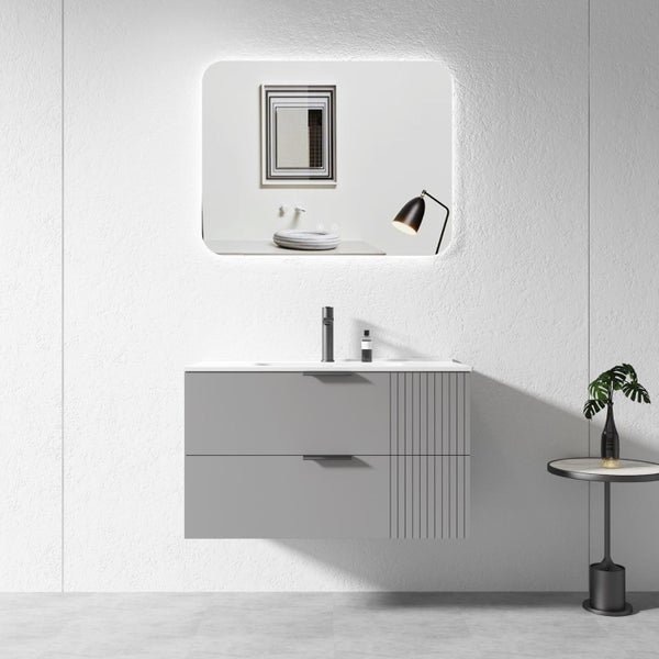 900MM Grey Wall Hung Plywood Vanity with Ceramic Basin Carousel 1