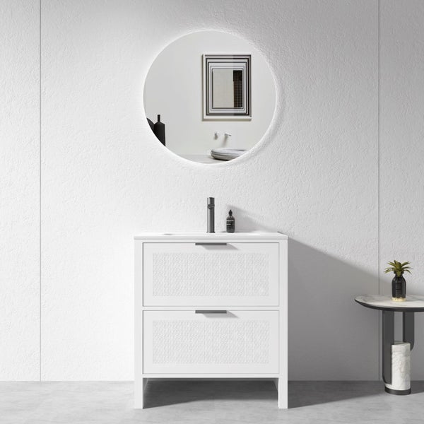 Vanity - 750mm White Plywood Floor Standing Vanity Unit Carousel 1