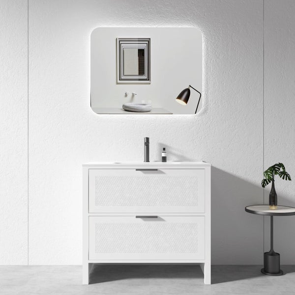 Vanity - 900mm White Plywood Floor Standing Vanity Unit Carousel 1