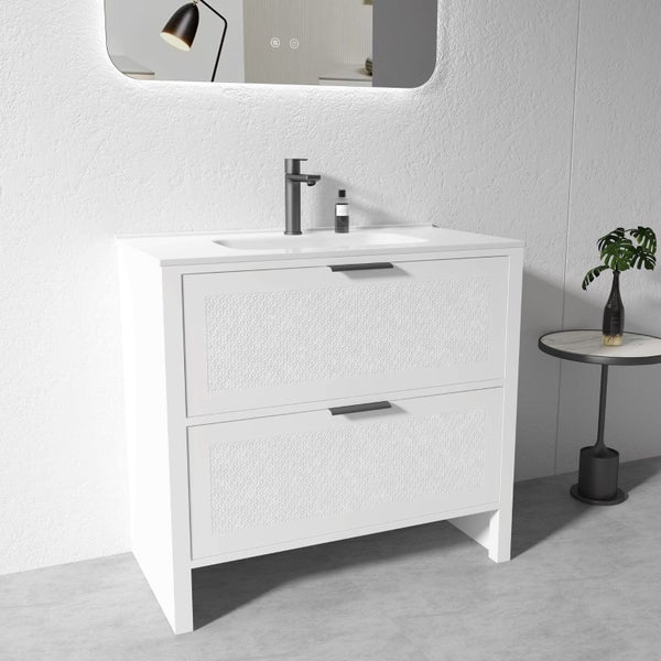 Vanity - 900mm White Plywood Floor Standing Vanity Unit Carousel 2