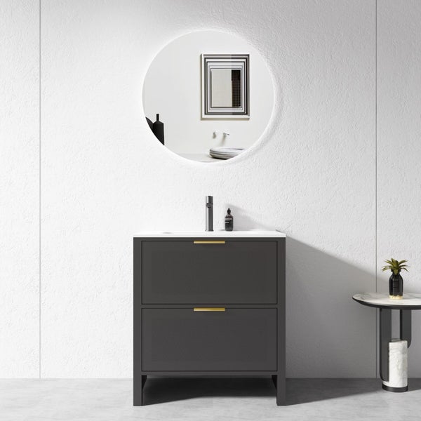 Vanity - 750mm Matt Black Plywood Floor Standing Vanity Unit Carousel 1